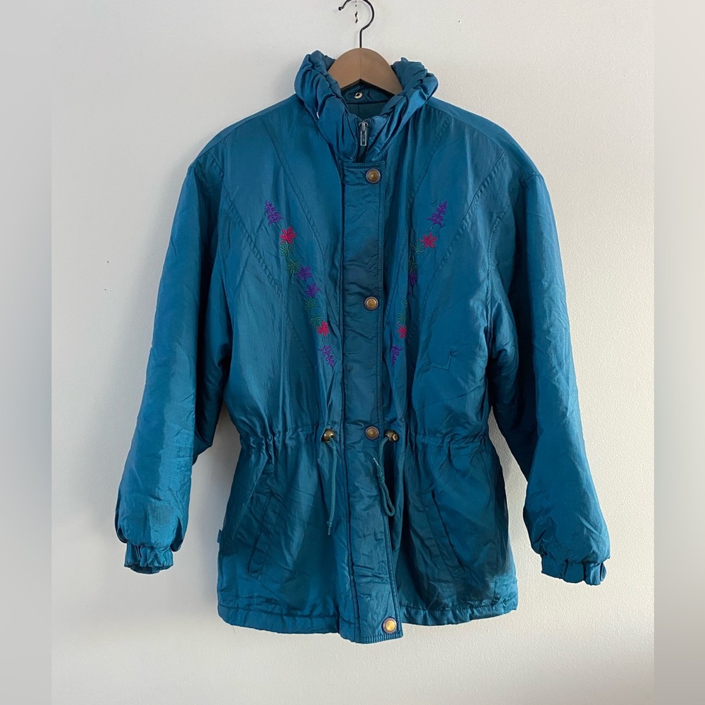 Vintage 80s Teal Blue Lightweight Jacket - S-M